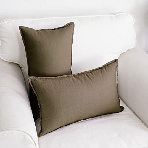 Jeanerlor Natural Cotton Linen Green Decorative 12"x20" Throw Pillow Case by Jeanerlor