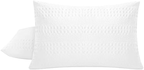 100% Coton Waffle Pillow Shams Standard Size Set of 2, Soft Aesthetic Pillow - Image 6