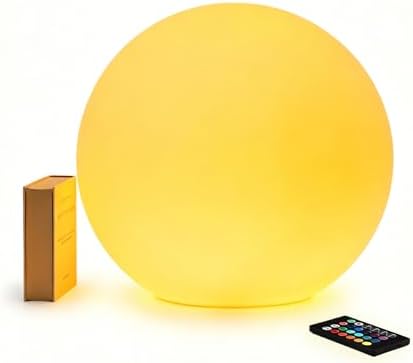 Fun RGBW LED Ball Light with Remote, 16 inch Rechargeable Globe Floor Lamp by COPU