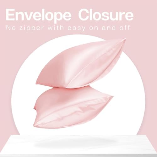 MR&HM Satin Pillowcase 2 Pack, Queen Size 20"x30", Light Pink - Image 6