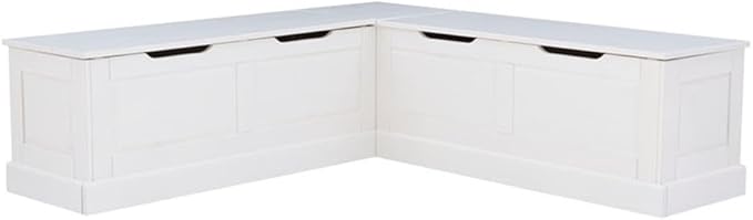 Riverbay Furniture Backless Wood Corner Kitchen Breakfast Nook Bench, with Hidden Storage, in White (Bench Only)