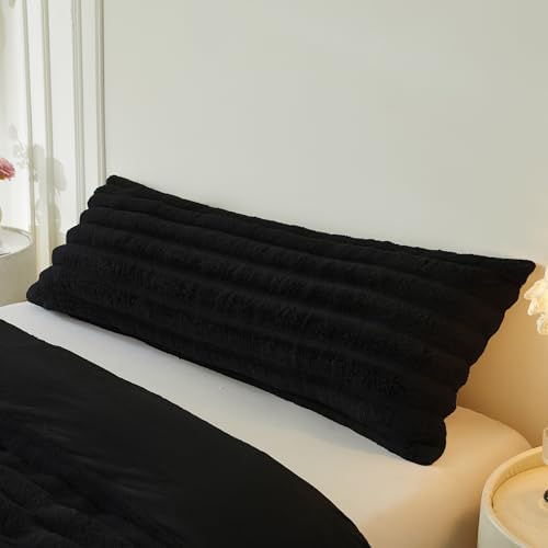 MEGO 20x54 Body Pillow Cover, Soft Wide Ribbed Faux Rabbit Fur by MEGO
