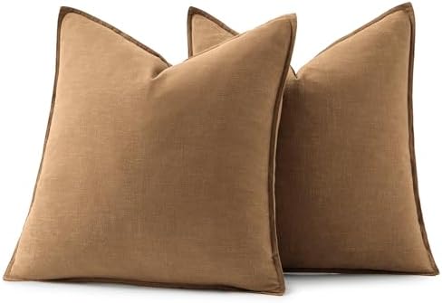 MIULEE Decorative Linen Pillow Covers 18x18 Inch Brown - Image 6