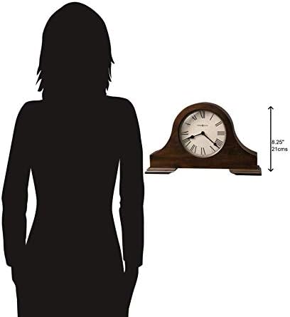 Howard Miller Humphrey Mantel Clock, Roman Numerals Analog Dial with Quartz Movement Triangular Burl Overlays, Hampton Finish Aged Vintage Design for Home Decor, Bedroom & Living Room