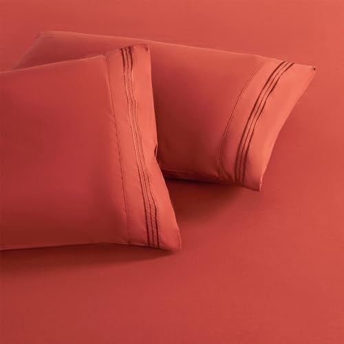 Orange Red King Size Pillow Cases Set of 2 - Image 3
