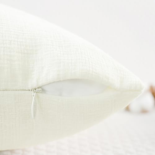 CaliTime Decorative Couch Throw Pillow Covers 22 X 22 Inches Cream - Image 3