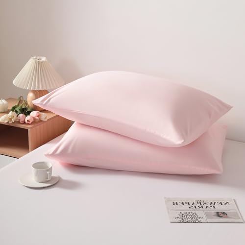 Standard Pillow Cases, 2 Pack, 20x26 in, Microfiber, Light Pink - Image 3