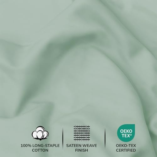 Feather & Stitch 100% Cotton Sateen 500 TC Cal King Size Bed Sheet Set - Image 5