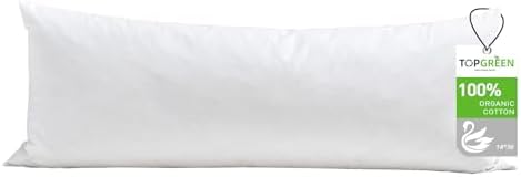TOPGREEN Organic Feathers Down Lumbar Pillow Insert 14x36 by TOPGREEN