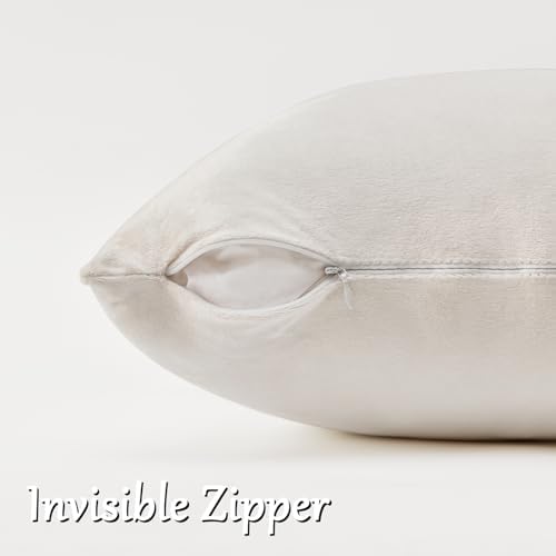 GIGIZAZA Velvet Pillow Covers 16x16 Decorative Pillows Pack of 2 Ivory - Image 5