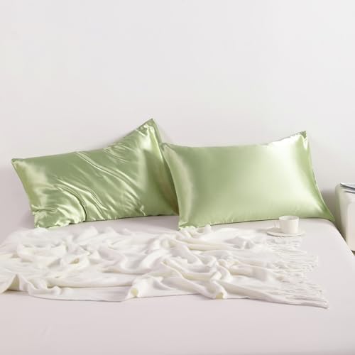 NTBAY Standard Satin Pillowcases, Sage Green - Image 3