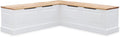 Riverbay Furniture 18" High Transitional Backless Wood Corner Kitchen Breakfast Nook Bench, with Hidden Storage, in White & Natural Finish