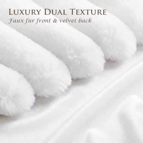 Set of 2 Decorative Throw Pillow Covers 16x16 Faux Fur Pure White - Image 2