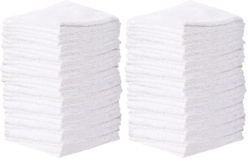 Towel and Linen Mart 100% Cotton - 24 PK Wash Cloth Set - White Color Flannel Face Cloths, Highly Absorbent and Soft Feel Fingertip Towels (White, Pack of 48) by T+%26+L+Towel+and+Linen+Mart