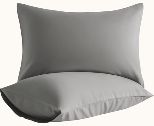 Queen Pillow Cases, 2 Pack, 20x30 in, Microfiber, Smoke Grey by Aerlomi