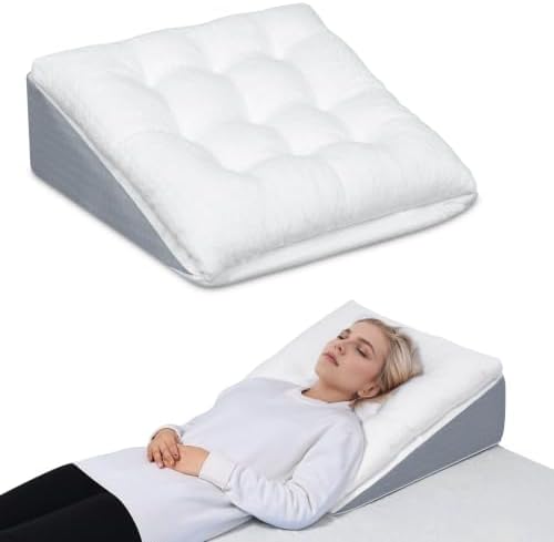 Bed Wedge Pillow for Sleep Apnea 10 Inch Gerd Pillow Patent Dual Layer Triangle by TANYOO