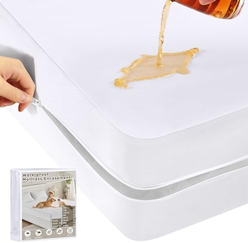 Twin Mattress Protector Zippered Waterproof by QUWOU