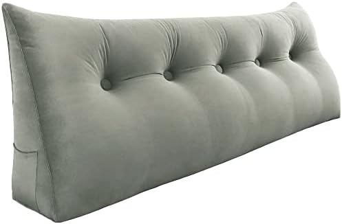 Bed Wedge Headboard Pillow King Bedrest Reading Pillow, Light Tan - Image 3