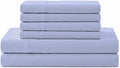 Linen Home 100% Cotton Percale Sheet Set, King Size, Baby Blue, Deep Pocket, 6 Pieces Set - 1 Flat, 1 Deep Pocket Fitted Sheet and 4 Pillowcases, Crisp Cool and Strong Bed Linen