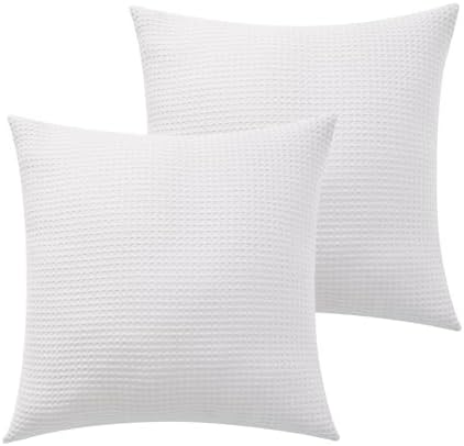 100% Cotton Waffle Weave Throw Pillow Covers Set of 2 - Image 2