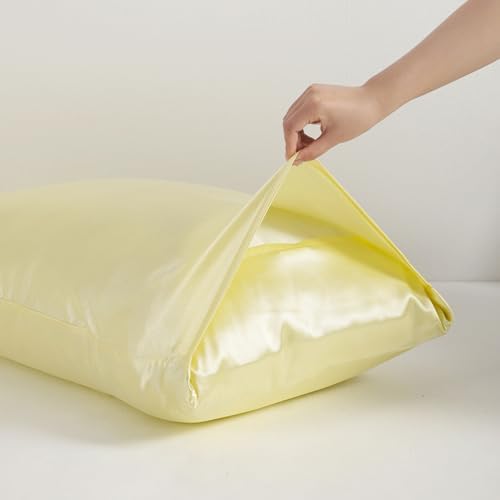NTBAY Standard Satin Pillowcases, Light Yellow - Image 6