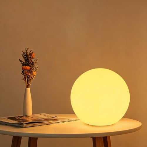 Glowing LED Ball Light with Remote, 8 inch Rechargeable Globe Orb Lamp by COPU