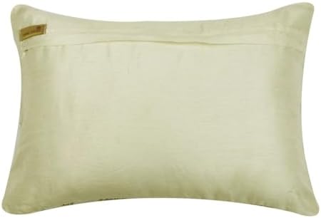 The HomeCentric Ivory Pack of 2, Silk Wooden Beads Lumbar Pillow Covers - Image 4