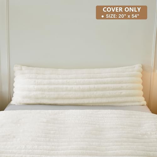 MEGO Body Pillow Cover 20x54, Fluffy Wide Ribbed Faux Rabbit Fur - Image 2
