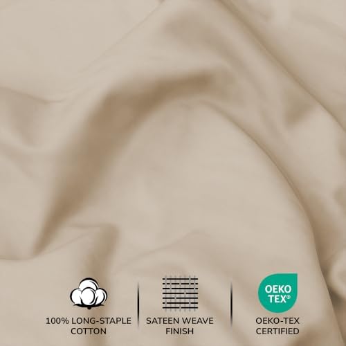Feather & Stitch 100% Cotton Sateen 500 TC Queen Size Bed Sheet Set - Image 5