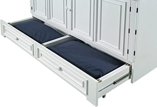 Emurphybed Paradiseo Murphy Cabinet Chest Bed with Charging Station 6 Inch, Queen (White)