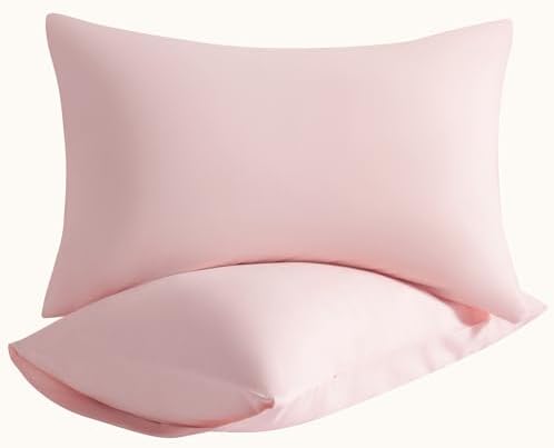 King Pillow Cases, 2 Pack, 20x40 in, Microfiber, Light Pink by Aerlomi