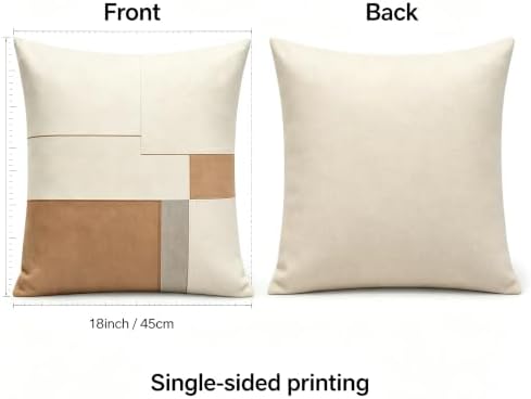 Neutral Geometric Color Block Throw Pillow Covers 18x18 Inch Set of 2 - Image 3