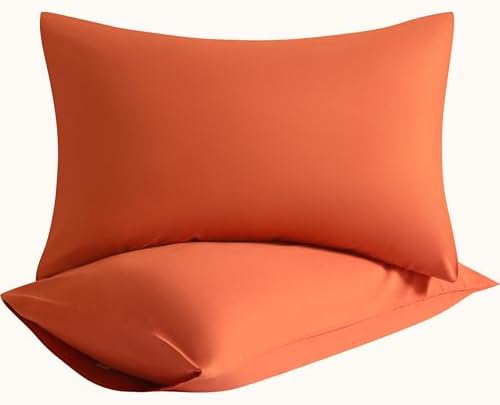 King Pillow Cases, 2 Pack, 20x36 in, Microfiber, Burnt Yellow by Aerlomi
