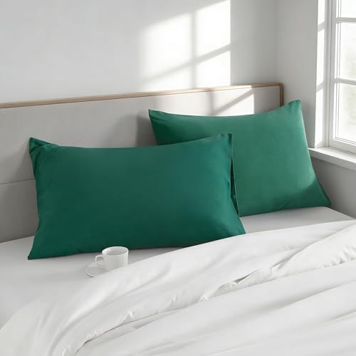 King Pillow Cases, 2 Pack, 20x40 in, Microfiber, Dark Green - Image 2