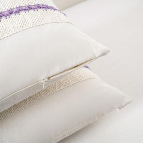 Fancy Homi Set of 1 Boho Lavender Decorative Throw Pillow Cover 16x16 Inch - Image 3
