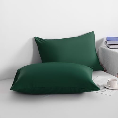 NTBAY Microfiber King Pillowcases, 2 Pack, 20 x 36, Dark Green - Image 2