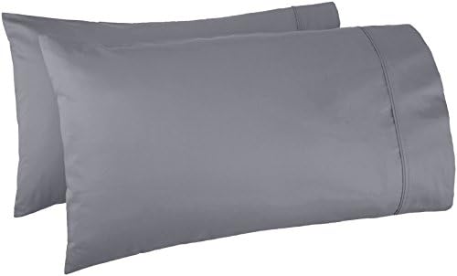 Amazon Basics 400 Thread Count 100% Cotton Pillow Cases, Sateen Weave, Dark Gray by AmazonBasics
