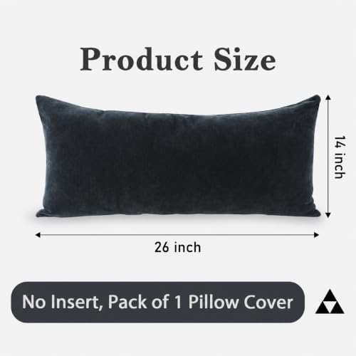 JoraLion Chenille Lumbar Pillow Covers 14X26 inch Dark Blue - Image 3