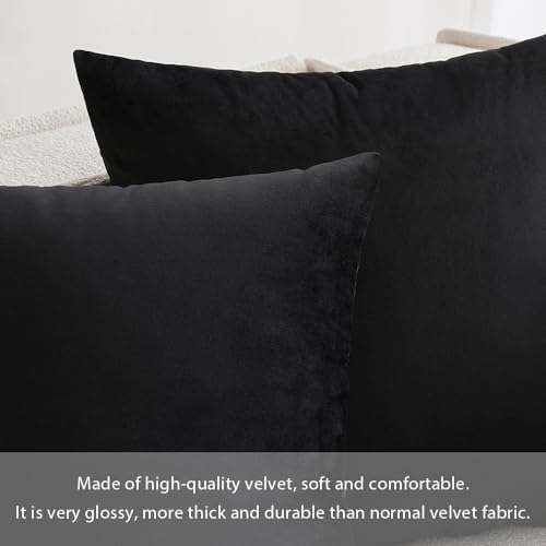 MIULEE 12x20 Inch Lumbar Velvet Throw Pillow Covers Black - Image 2