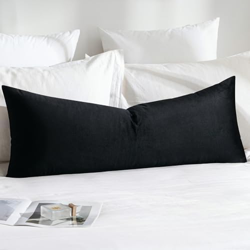 MIULEE 14x36 Inch Lumbar Long Velvet Throw Pillow Cover Set of 1 Black by MIULEE