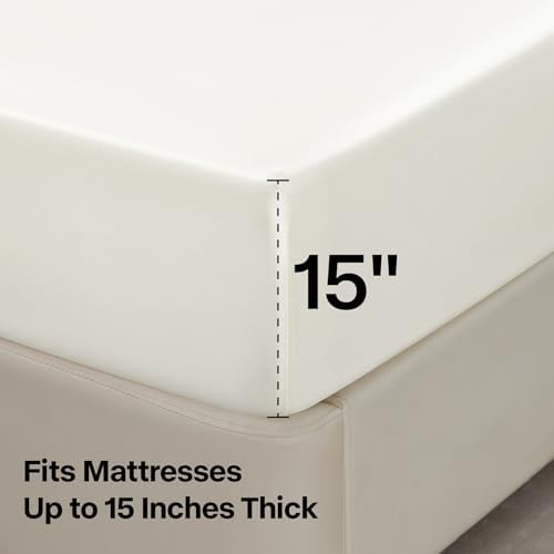 BEDELITE Satin Sheets King Size Bed Set, Ivory White, 4 Pieces - Image 6