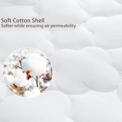 WhatsBedding Waterproof Mattress Topper Queen Size Cotton Top Down Alternative - Image 4