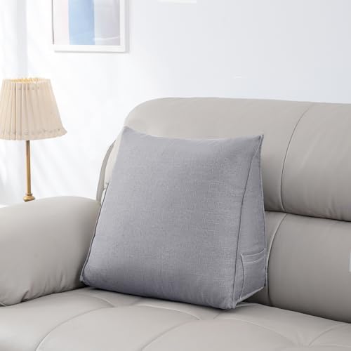 Triangular Reading Pillow with Side Pocket, Backrest Support Cushion by Unknown