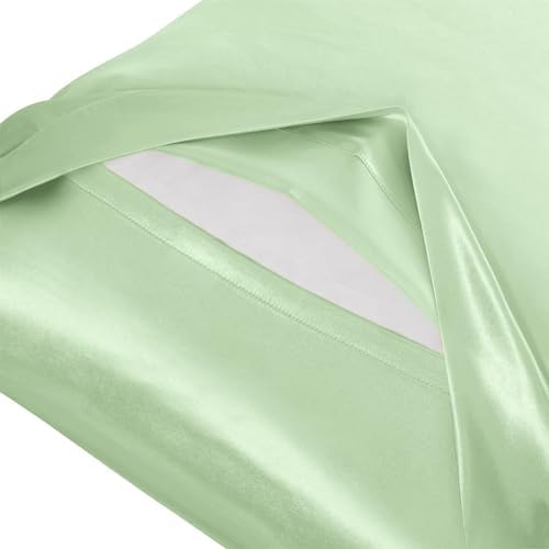 Ersmak Satin Body Pillow Cover, 20x54 Inches Sage Green Ultra Soft Satin Pillow - Image 7