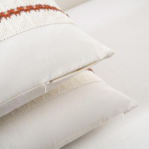 Fancy Homi Set of 2 Boho Burnt Orange Lumbar Decorative Throw Pillow Cover - Image 3
