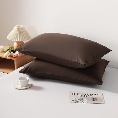 King Pillow Cases, 2 Pack, 20x36 in, Microfiber, Dark Brown - Image 3