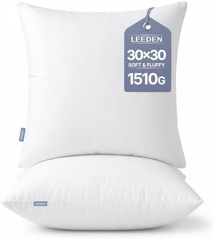 Leeden 30x30 Oversized Throw Pillow Inserts Set of 2 by LEEDEN