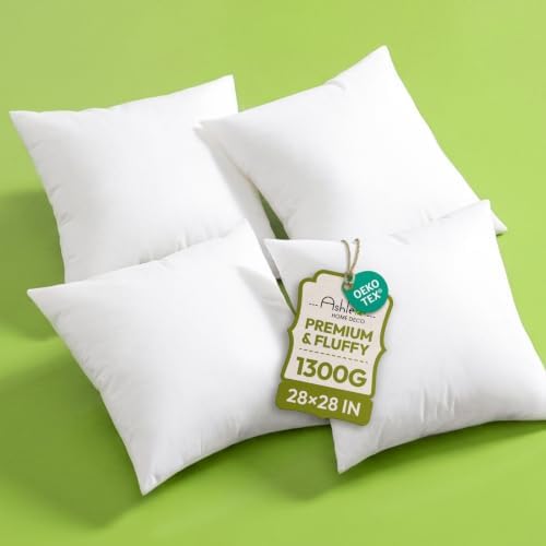 Ashler 28x28 Pillow Inserts, Decorative Throw Pillows by AshlerHomeDeco