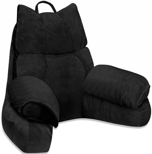 Reading Pillow for Bed with Arms, Back Support, Memory Foam（Dark Black） by Unknown