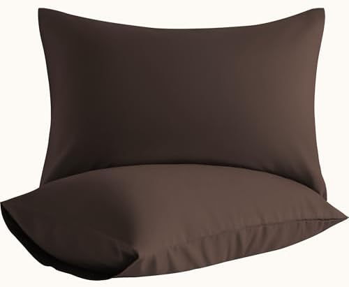 King Pillow Cases, 2 Pack, 20x36 in, Microfiber, Dark Brown by Aerlomi